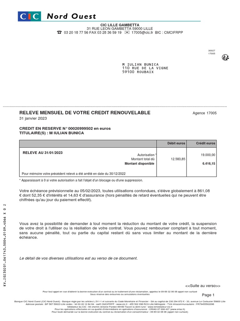 Relevé Crédit Renouvelable1 PDF