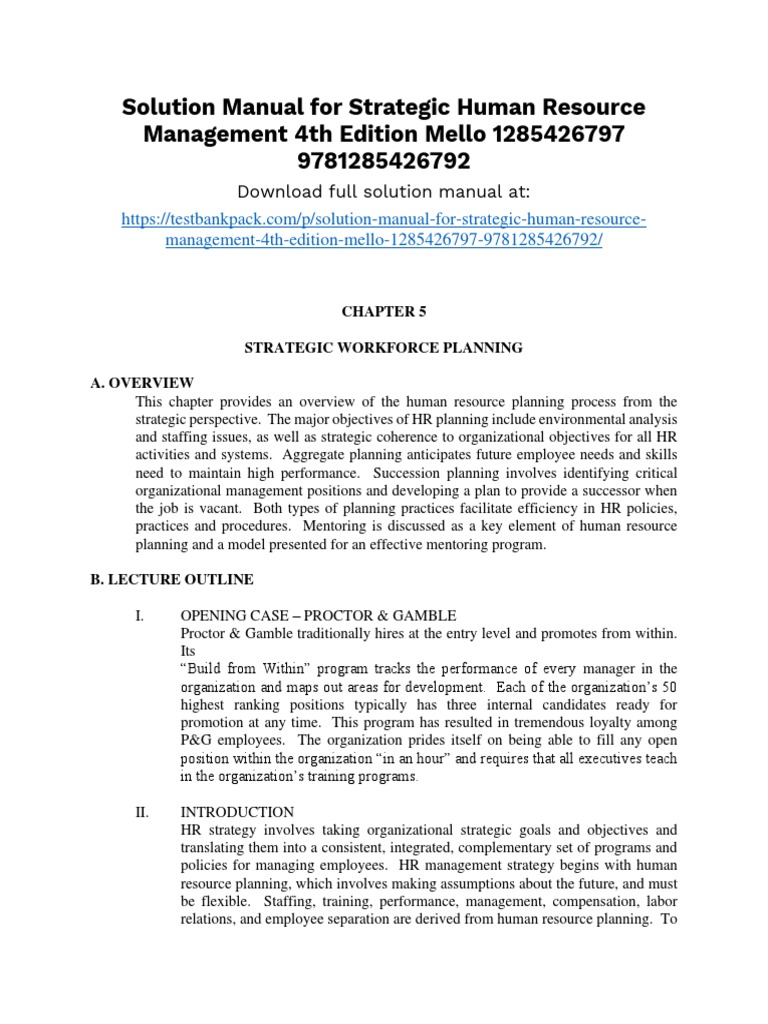 Strategic HR Management Solutions Manual | PDF