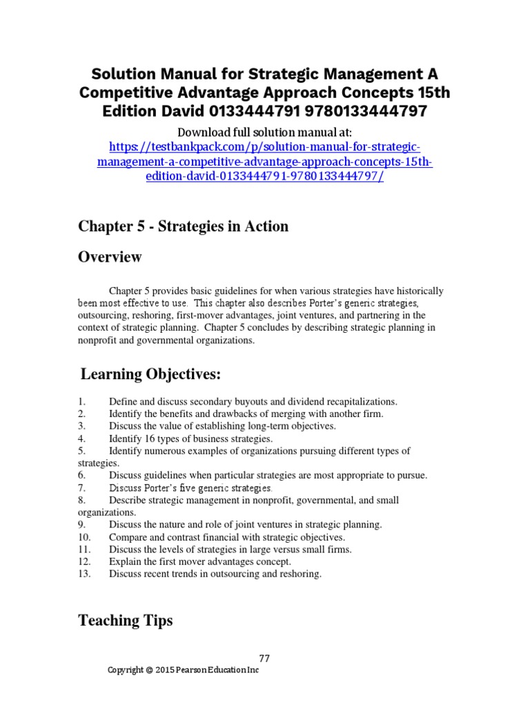 Strategic Management A Competitive Advantage Approach Concepts 15th ...