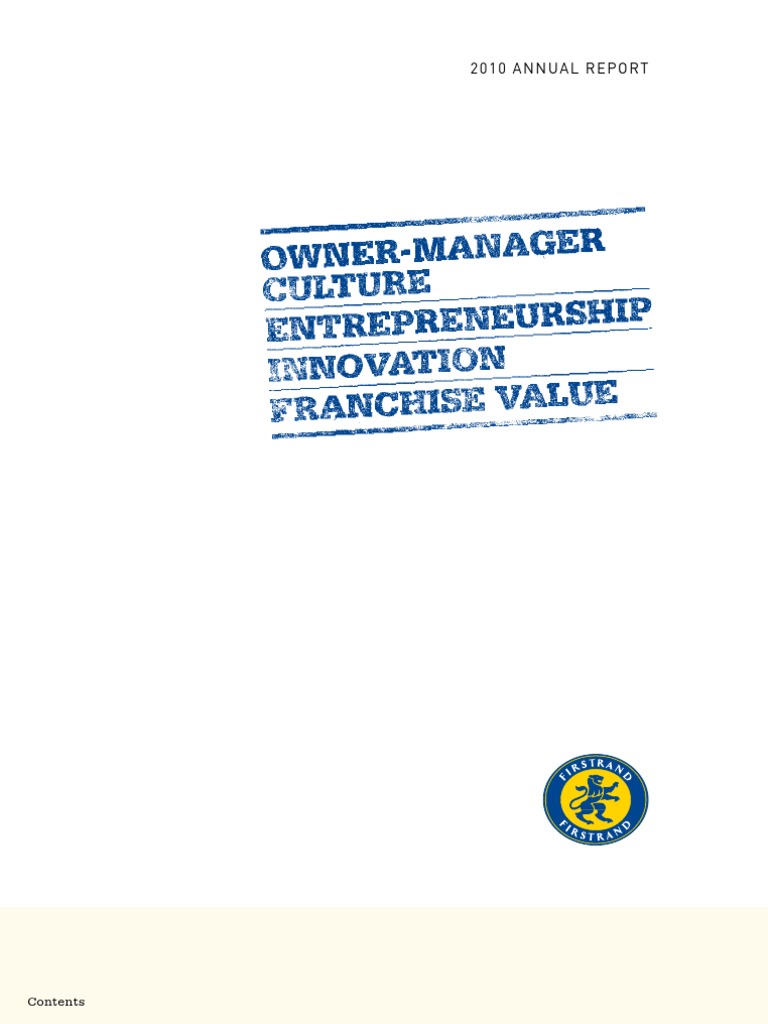 2010 FirstRand Annual Report 1 | PDF | Strategic Management | Banks