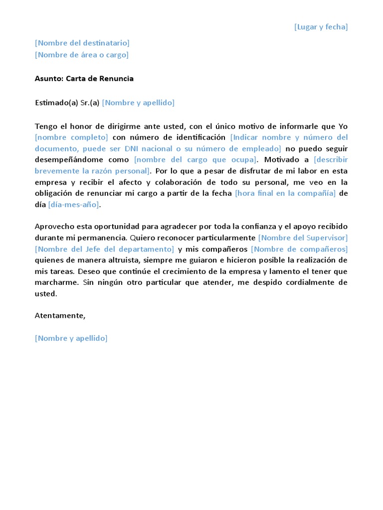 Carta de Renuncia Por Motivos Personales | PDF