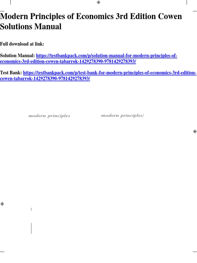 Modern Principles of Economics 3rd Edition Cowen Solutions Manual ...