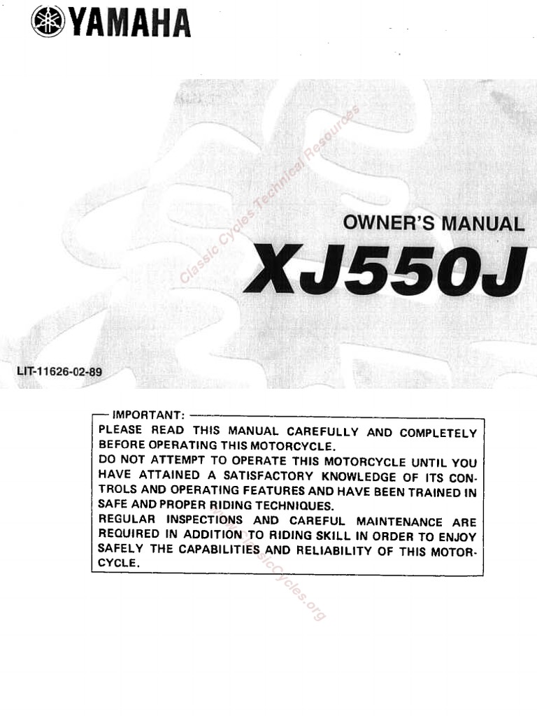 Yamaha XJ550 Maxim XJ 550 Owners Maintenance Instruction Manual | PDF