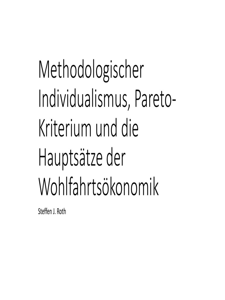 2.methodologischer Individualismus Pareto Und Hauptsaetze Der