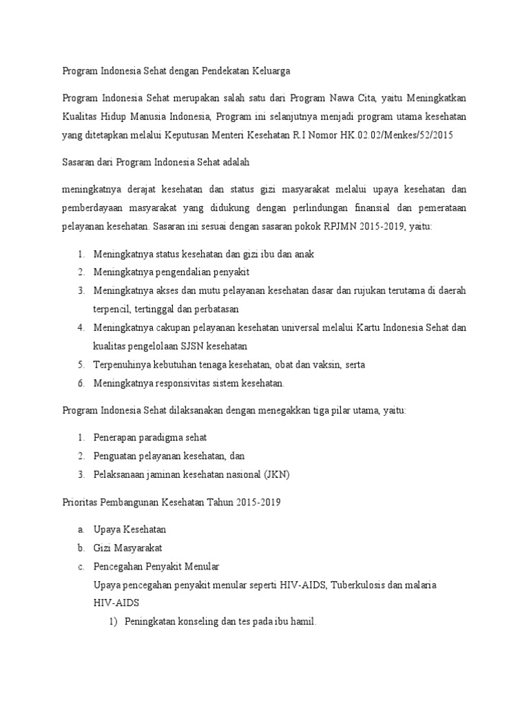 Program indonesia sehat dengan pendekatan keluarga pdf
