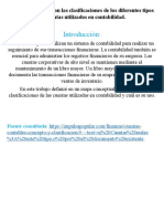 Clasificaciones de Los Diferentes Tipos de Cuentas Utilizados en Contabilidad.