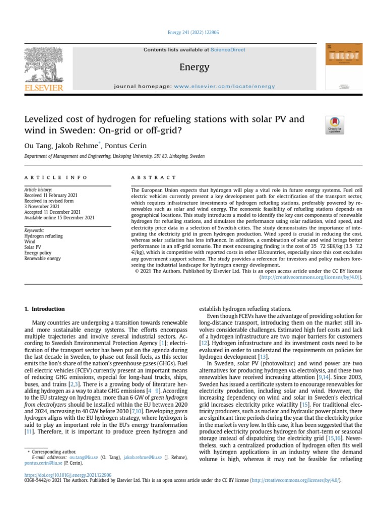 Levelized Cost of Hydrogen | PDF | Solar Power | Wind Power