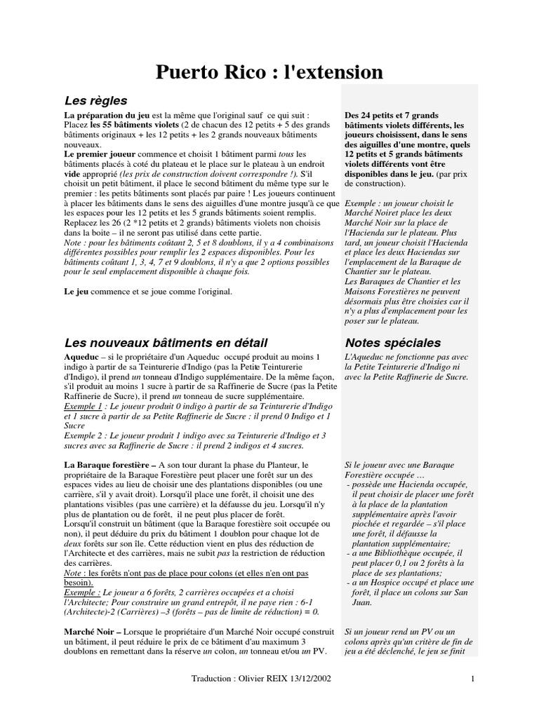 Extension de Puerto Rico : Règles et Bâtiments | PDF | Plantation