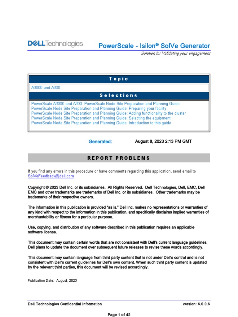 PowerScale Isilon A3000 and A300PowerScale Node Site Preparation