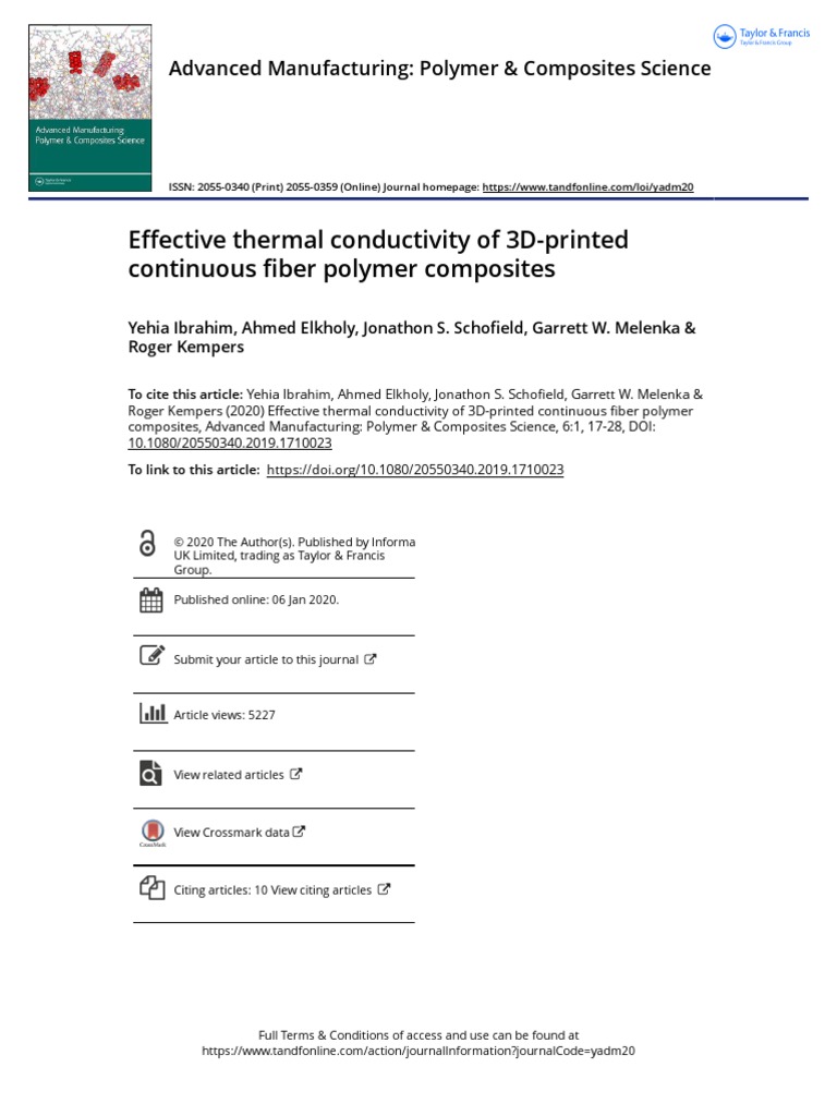 Effective Thermal Conductivity of 3D Printed Continuous Fiber Polymer