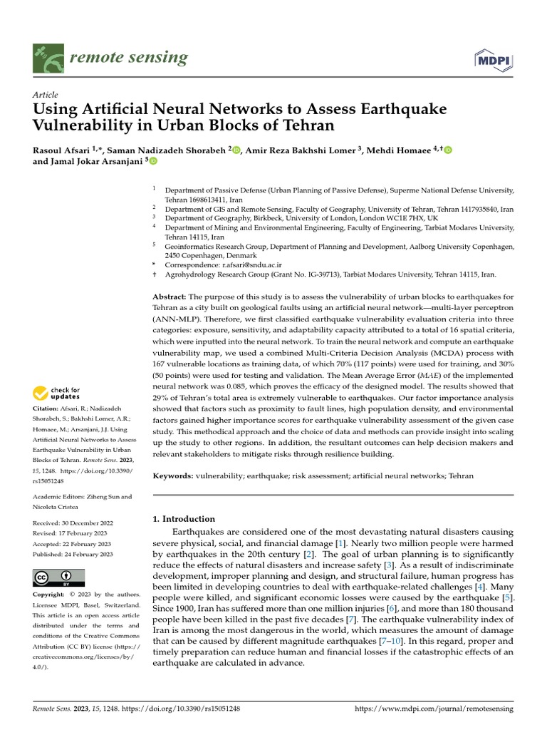 Afsari Et Al. 2023 - Using Artificial Neural Networks To Assess ...