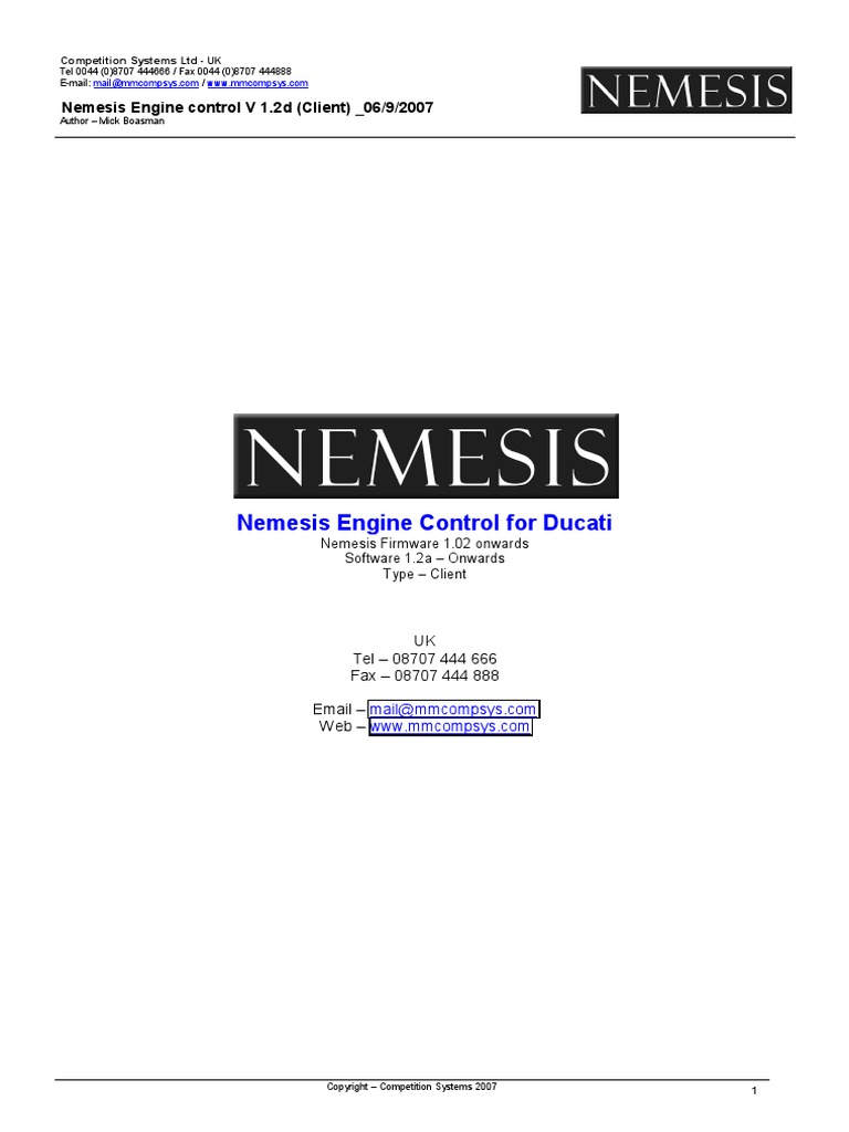 Nemesis Engine Control For Ducati | PDF | Technology & Engineering