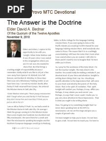 Bednar David A - The Answer Is The Doctrine 2010-11-09