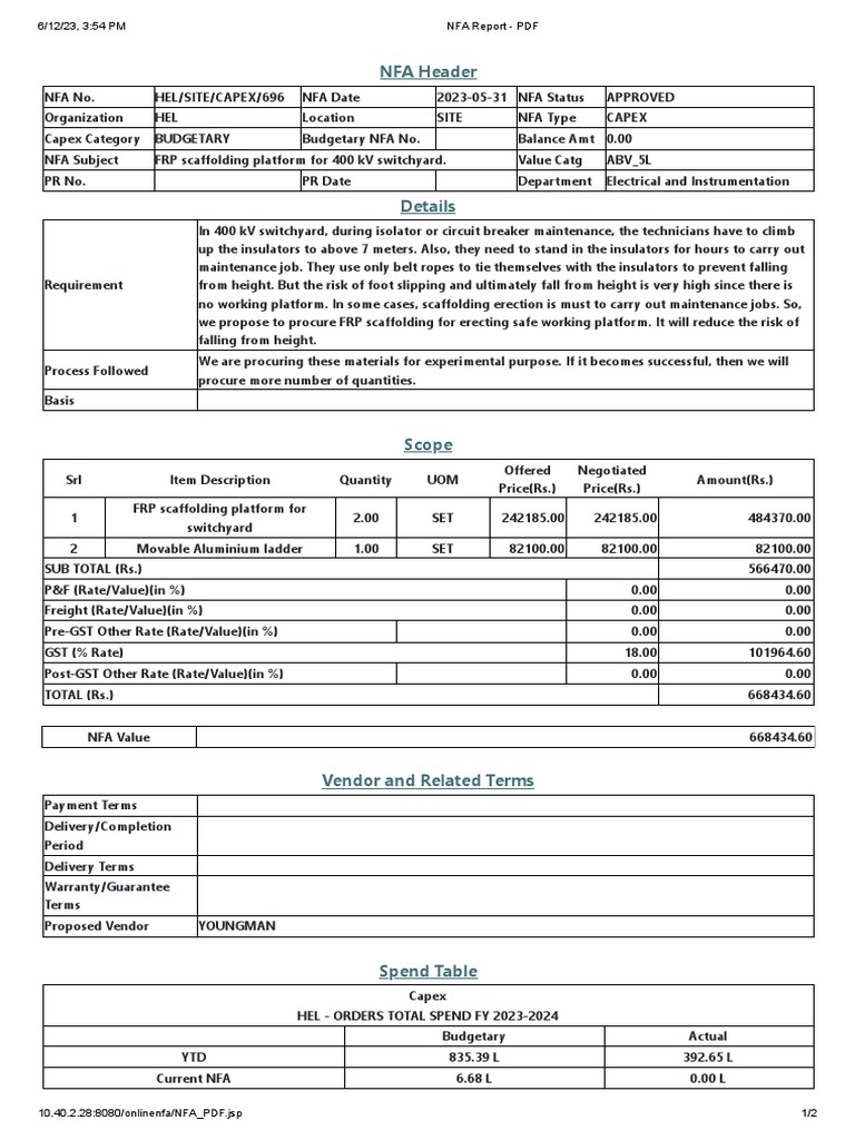 Approved FRP Scaffolding NFA Report | PDF