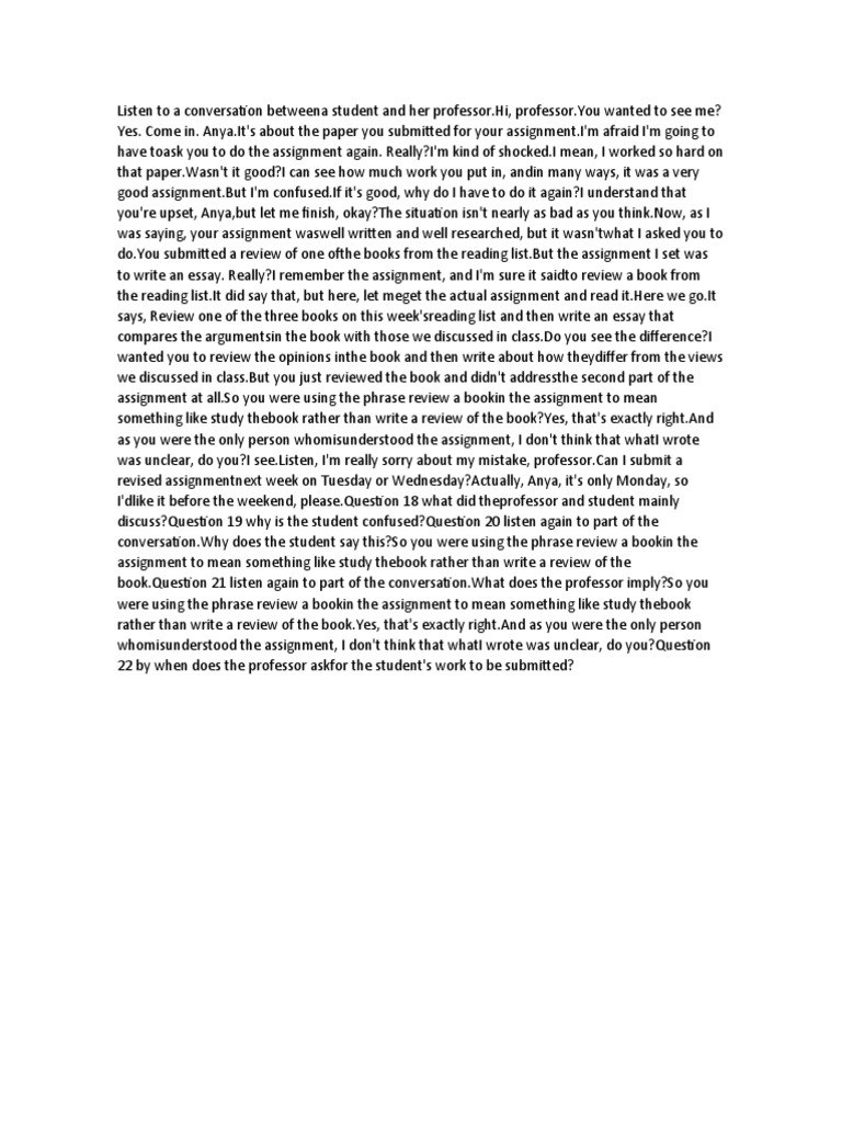 Student-Professor Assignment Dialogue | PDF | Foreign Language Studies