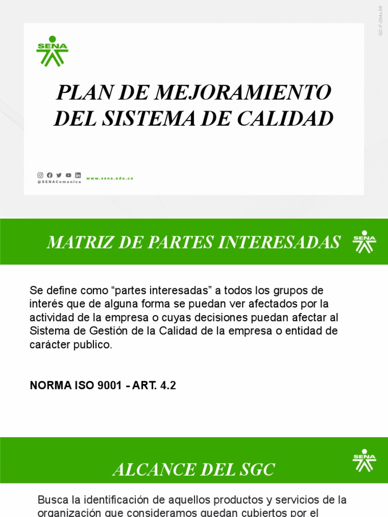 Plan de Mejora del Sistema de Calidad | PDF | Finanzas y dinero