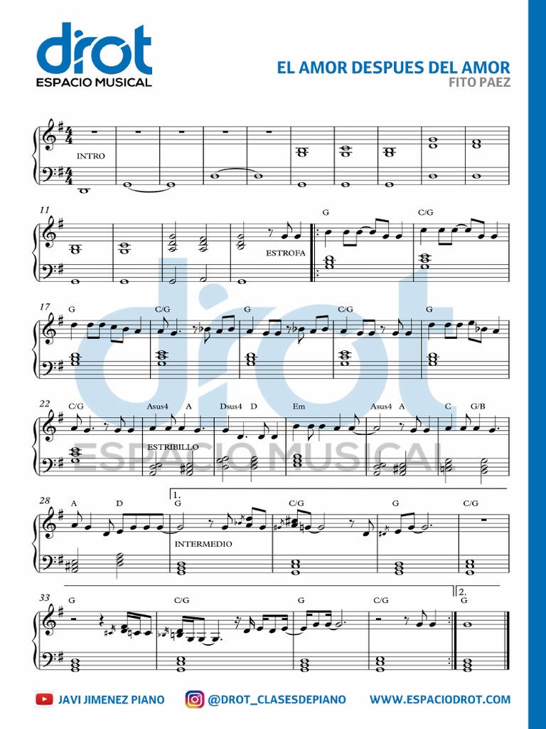 DROT - El Amor Despues Del Amor - Partitura Completa | PDF