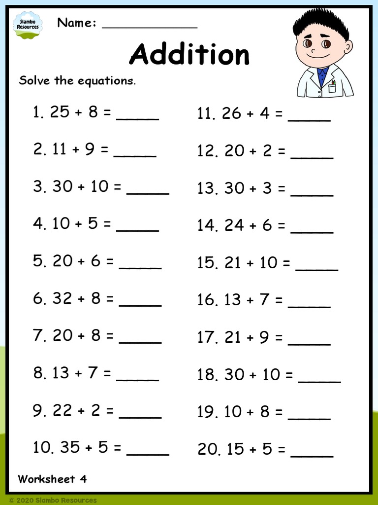 Grade 1 Addition Worksheet 4 | PDF