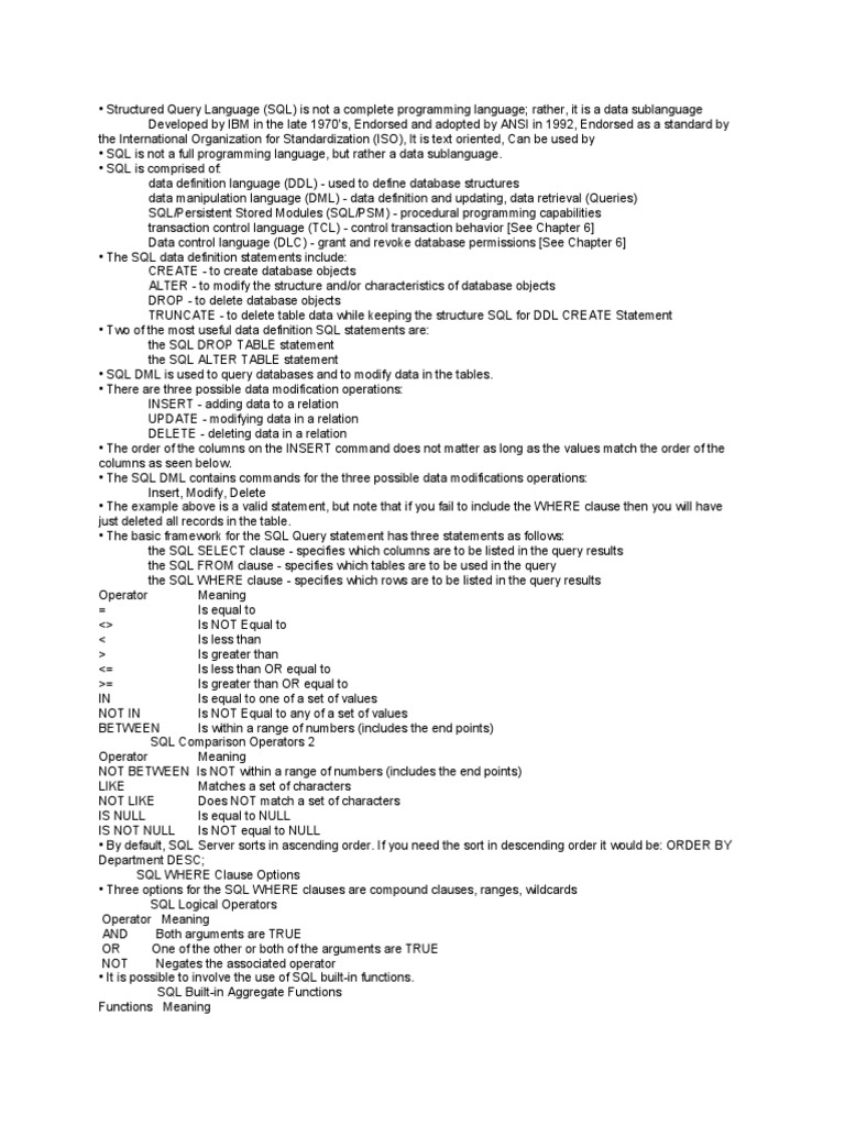 Database Cheat Sheet | PDF | Database Transaction | Sql