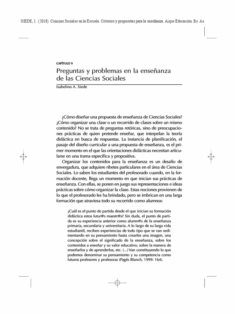 Siede. Preguntas y Problemas en La Enseñanza de Las Ciencias Sociales | PDF
