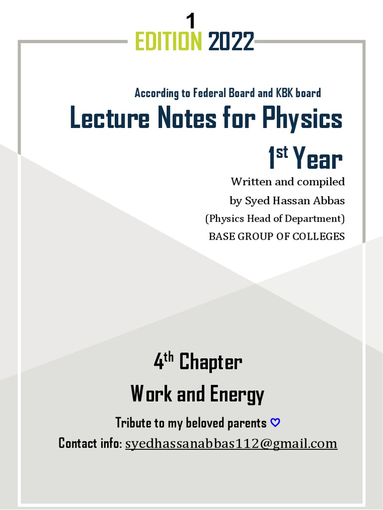 Physics Lecture Notes: Work and Energy | PDF
