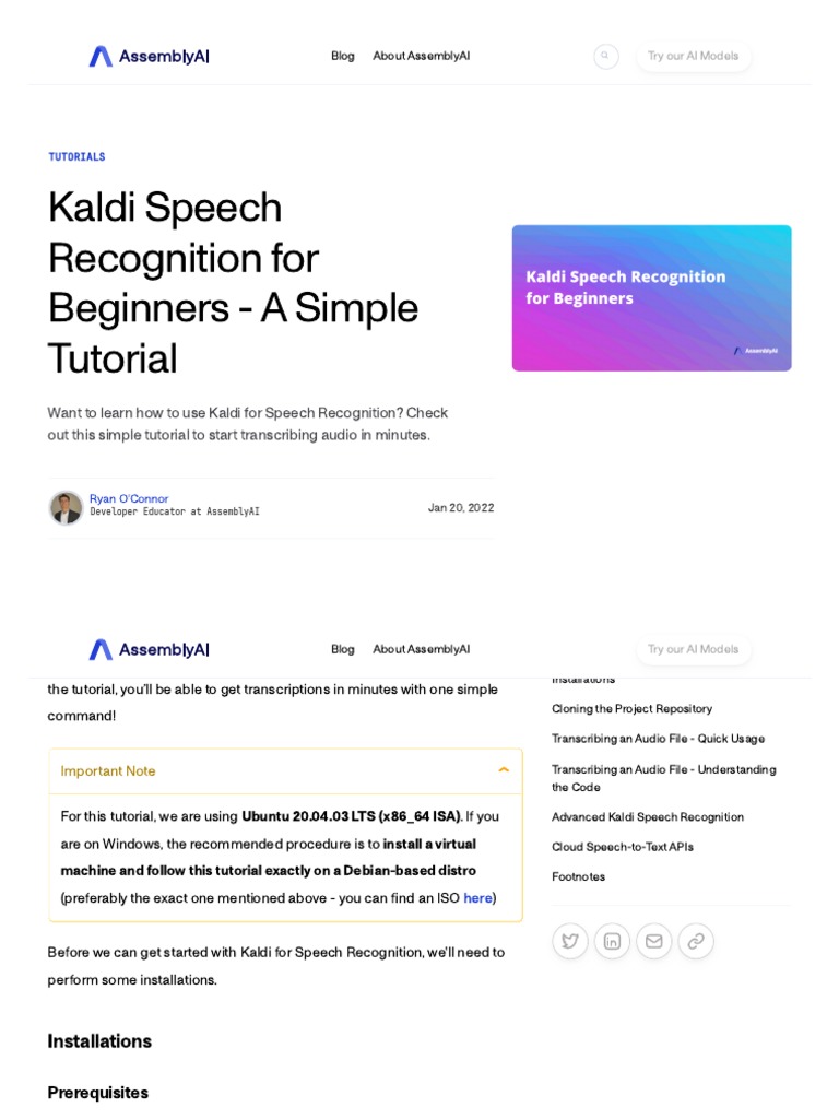 Kaldi Speech Recognition For Beginners - A Simple Tutorial | PDF