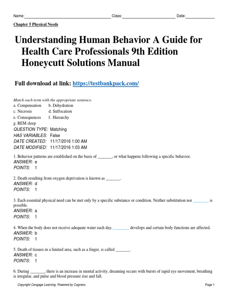 Understanding Human Behavior A Guide For Health Care Professionals 9th ...