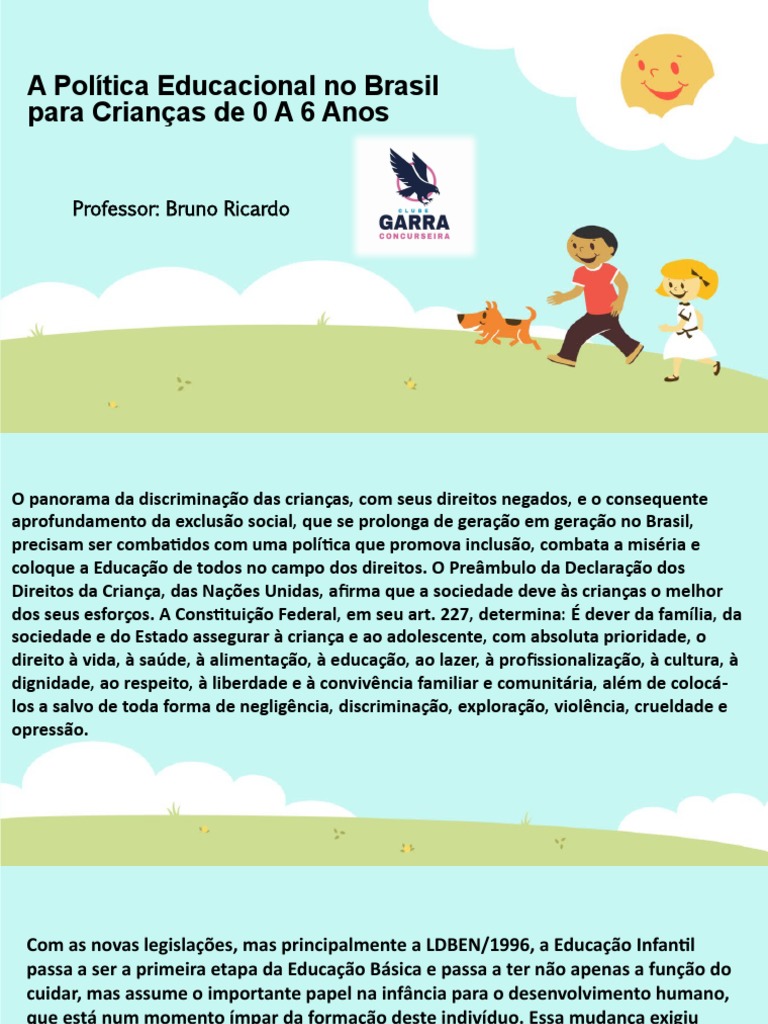 Política Educacional para a Educação Infantil | PDF