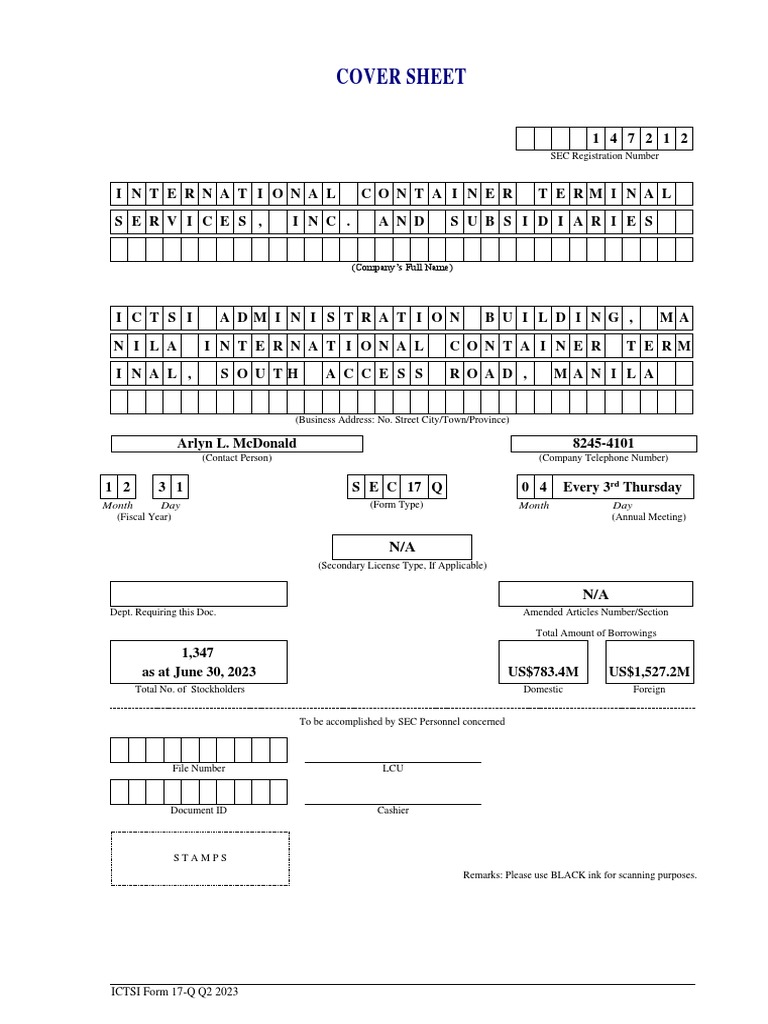 Ictsi sec form 17q q2 2023 pdf