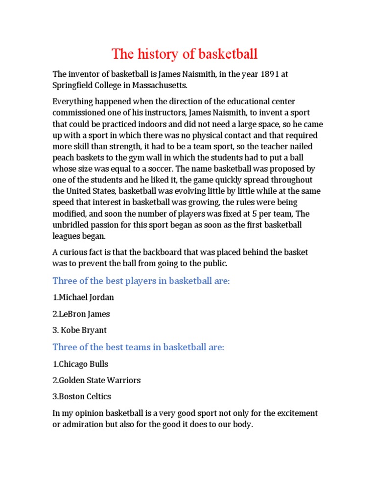 The History of Basketball | PDF