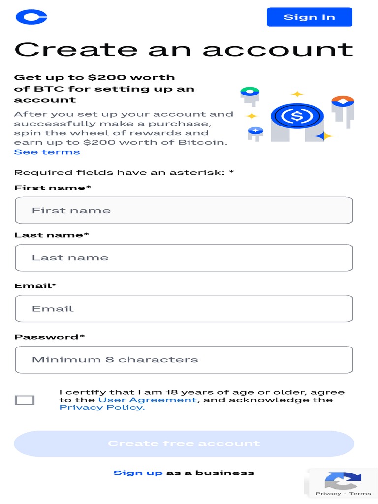 Sign Up - Coinbase | PDF