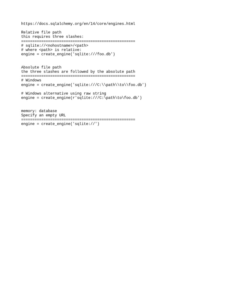 SQLite Create Engine | PDF