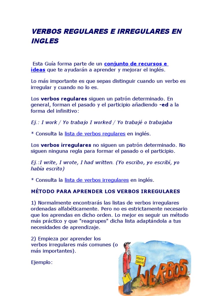 Verbos Regulares e Irregulares en Inglés | PDF