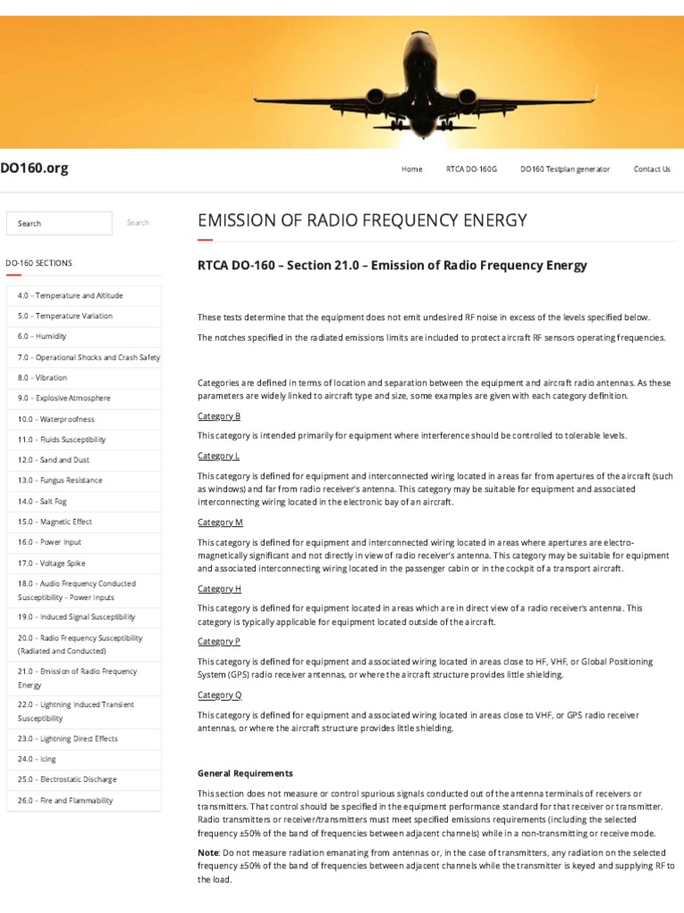 DO-160 Section 21: RF Emission Testing | PDF