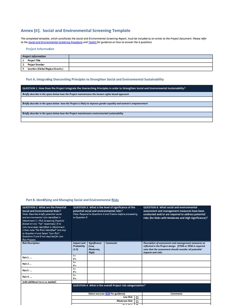 SESP Template - ENGLISH | PDF