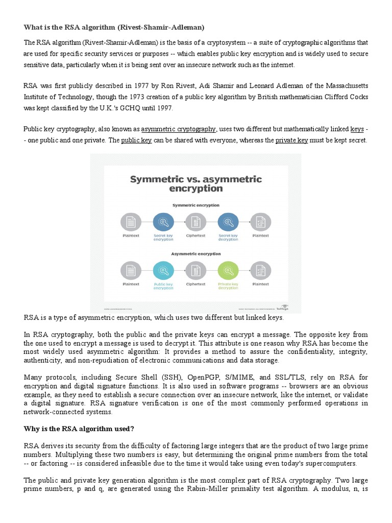 What is the RSA algorithm | PDF