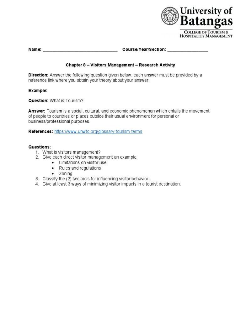 Visitors Management Research Activity Guide | PDF | Business