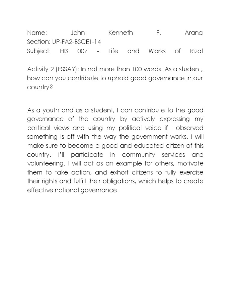 Youth Contributions to Good Governance | PDF