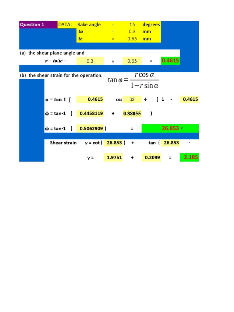 Calculations Theory of Metal Machining PDF