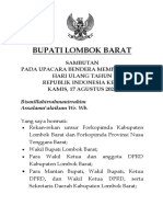 Sambutan HUT RI Ke 78 Tahun 2023 Bupati Lombok Barat