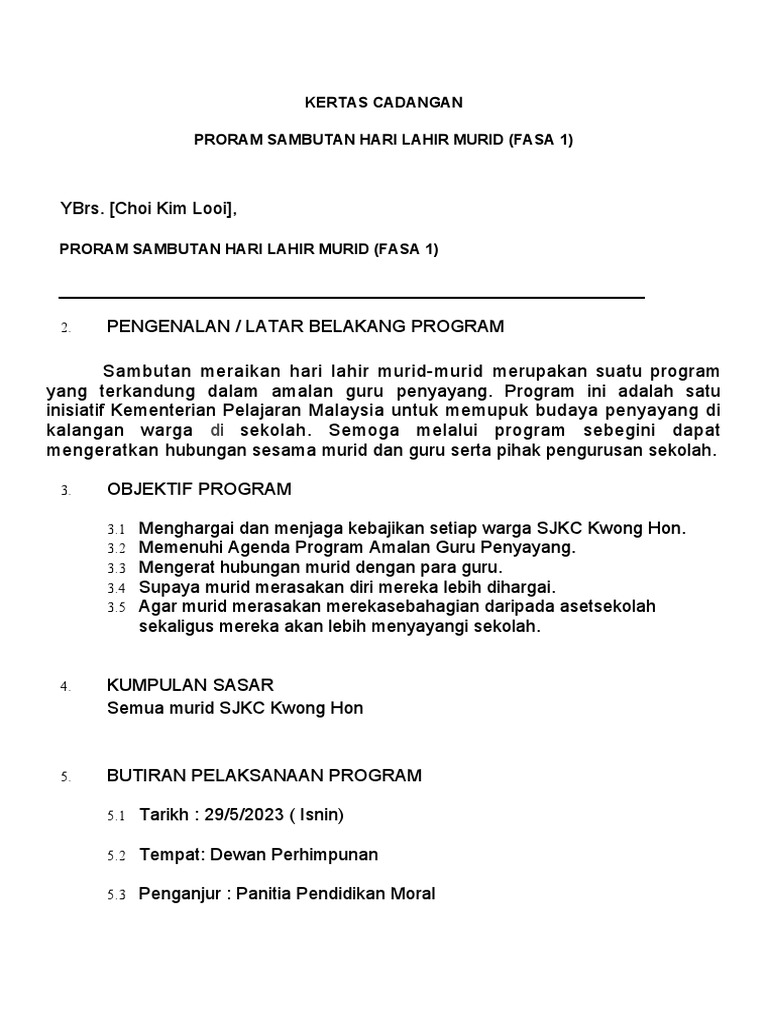Program Sambutan Hari Lahir SJKC Kwong Hon | PDF | Kesehatan Holistik