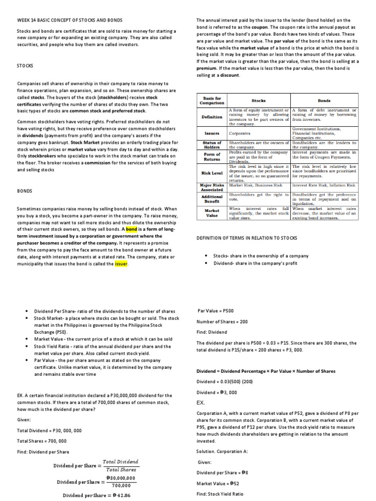 BASIC CONCEPT OF STOCKS AND BONDS PDF