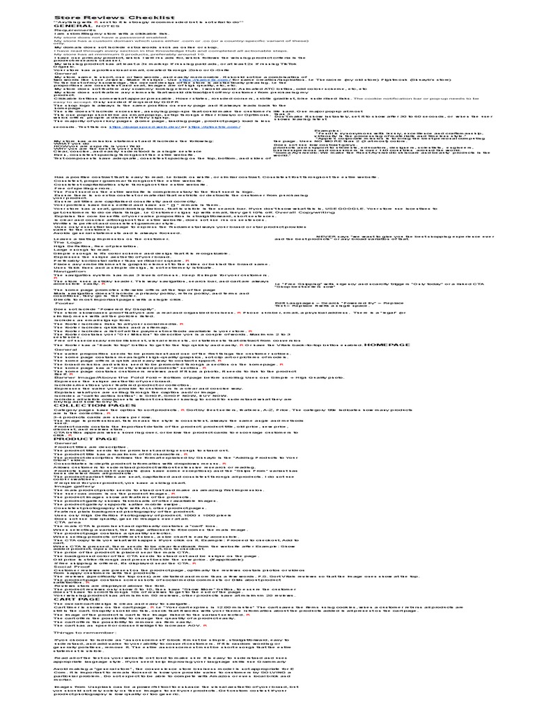 Store Setup Checklist | PDF