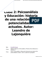 Clase 2 - Psicoanálisis y Educación - Historia de Una Relación. Sus Potencialidades Actuales. Autor - Leandro de Lajonquière
