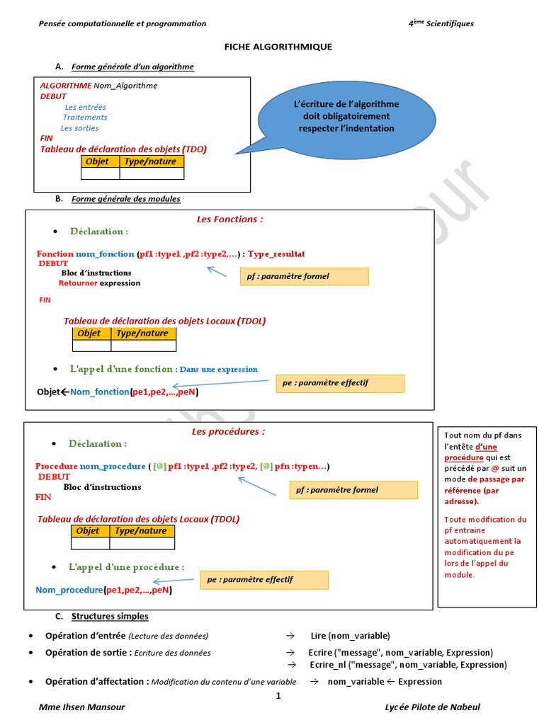 Algorithmes et structures en programmation | PDF