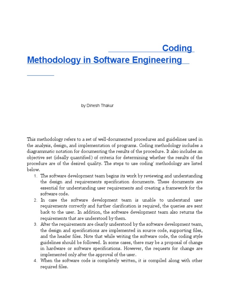 Coding Methodology | PDF