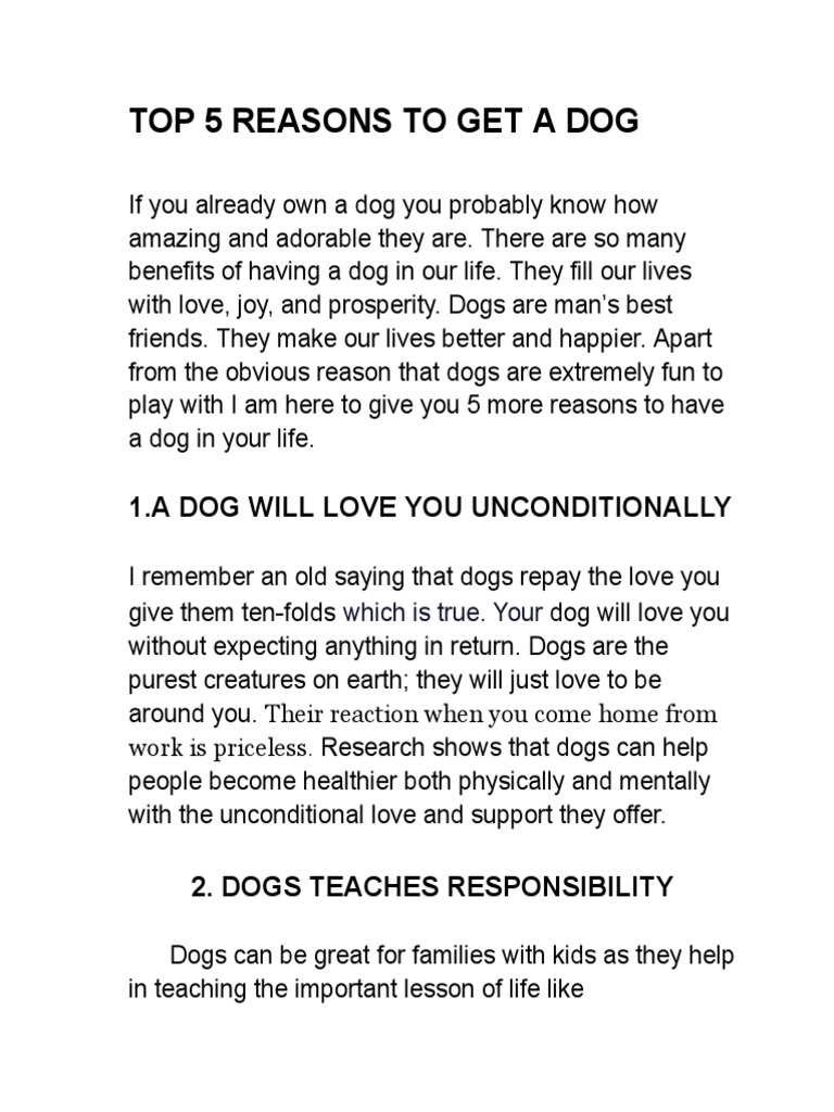 Top 5 Reasons To Own A Dog PDF