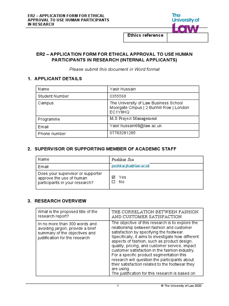Policies - Er2 Application Form For Ethical Approval Internal ...