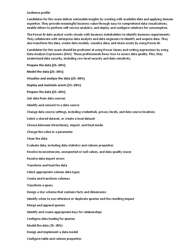 PL-300 Power BI Data Analyst Guide | PDF