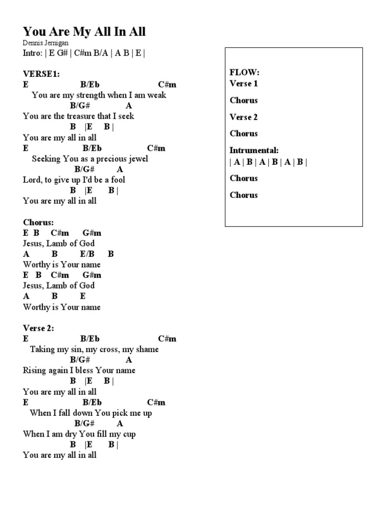 "You Are My All In All Lyrics" | PDF | Language Arts & Discipline | Poetry